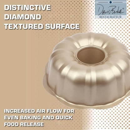 David Burke 9" Fluted Bake Pan – Carbon Steel Bundt Cake Pan – Bronze