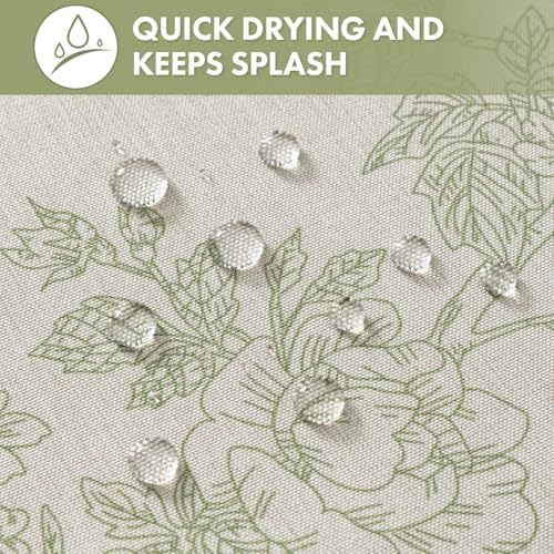 Spring Linen Green Floral Shower Curtain W72*L72 Inches Long