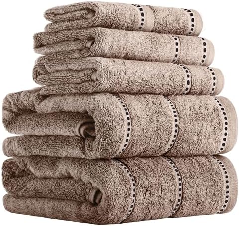 Lavish Home Bathroom Towels Set, Bathroom Accessories, Taupe, Set of 6