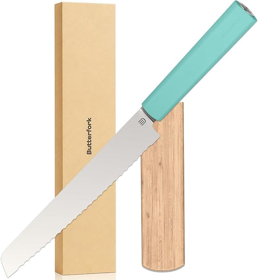 7.5" Serrated Bread Knife for Homemade Bread, Razor Sharp AR-RPM9 Steel & Innovative Wavy Edge, Professional Serrated Knife for Sourdough Bread Cake, Gift for Baker Home Chefs