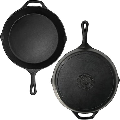 12 Inch Round Large Pre-Seasoned Cast Iron Skillet