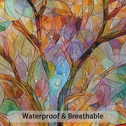 Moonslim Colorful Tree Shower Curtains, Stained Glass Trees Leaves Colored Seasons Fabric Shower Curtain Set Modern Aesthetic Bath Curtain for Bathroom Decor Waterproof Cloth with Hooks 72X72 Inch