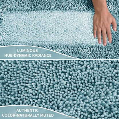 Yimobra Large Bathroom Rug Non Slip 36x24 Inch, Extra Thick Soft Absorbent Chenille Bath Mat, Machine Washable Bath Rugs for Bathroom Floor, Tub and Shower, Home Decor Accessories, Greyish Blue