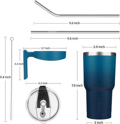 BJPKPK Tumbler With Handle And Straw 30 oz Stainless Steel Insulated Tumbler Cups With Lid For Water Or Ice Coffee,Indigo Black