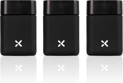 CubeX Miron UV Glass Jars, 3-Pack Airtight Storage for Herbs, Tea, Coffee, Spices & Cosmetics, Stackable with Labels, Marker and Adjustable Spoon