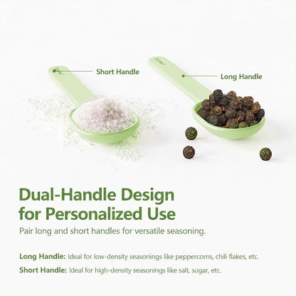 Zuutii Glass Spice Jars Moisture-Proof Spice Containers with Spoons, 10oz Spice Bottles, Mini Seasoning Storage Jars with Flapper Caps for Salt, Sugar, Peppers, Chili in Kitchen (Creamy Green)