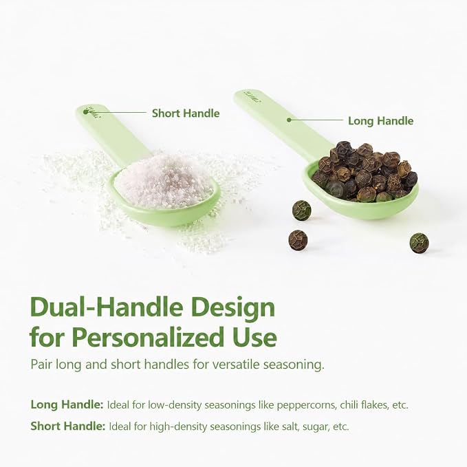 Zuutii Glass Spice Jars Moisture-Proof Spice Containers with Spoons, 10oz Spice Bottles, Mini Seasoning Storage Jars with Flapper Caps for Salt, Sugar, Peppers, Chili in Kitchen (Honeydew Green)
