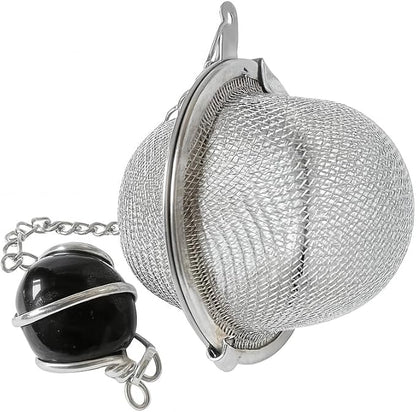 Decorative Tea Infuser Ball with Black Onyx Gemstone