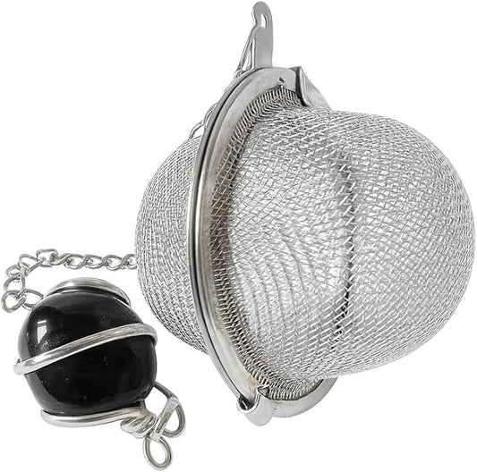 Decorative Tea Infuser Ball with Black Onyx Gemstone