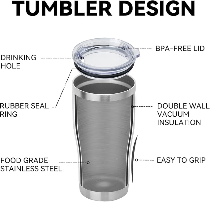 DOMICARE 20oz Tumbler with Lid Stainless Steel Tumblers Bulk, Double Wall Vacuum Insulated Coffee Travel Mug Powder Coated Tumbler, 8 Count (Pack of 1) White
