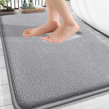 OLANLY Thick Memory Foam Bathroom Rugs 30x20, Soft Absorbent Bath Mat, Grey