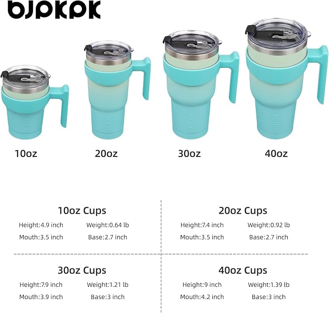 BJPKPK 30 oz Tumbler With Handle And Straw Lid Stainless Steel Travel Coffee Insulated Tumbler Cups,Mint