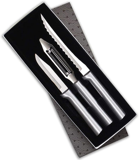 Rada Cutlery Peel, Pare & Slice Gift Set (S18), 3-piece Knife Set, Stainless Steel Blades, Silver Handle