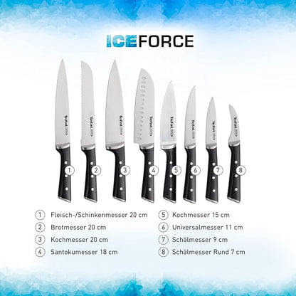Tefal Ice Force 11cm Black Household Knife, Kitchen Knife, German Stainless Steel Blade, Durable Cutting and Sharp Performance, 10 Year Warranty K2320914