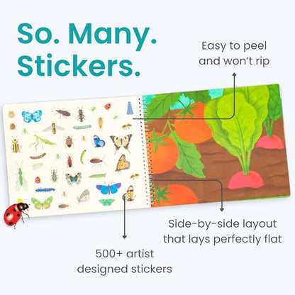 Cupkin Hello Bugs Sticker Book Activity for Kids, Toddler Airplane Travel Essentials, 500+ Bugs Stickers for Kids + 12 Scenes + 12 Coloring Book Pages, Bug Lover Gift, Children's Crafts Ages 2–8 Years