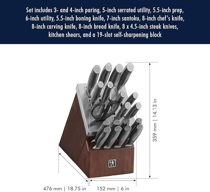 HENCKELS J.A International Graphite 20-pc Self-Sharpening Block Set, Brown, Silver