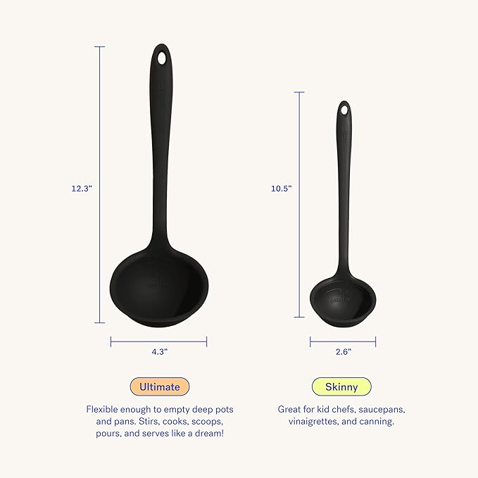 GIR: Get It Right Silicone Ladle Spoon – High Heat Resistant Kitchen Tool, Durable Cooking Utensil for Serving Soups, Stews, Sauces, and Dressings, Ultimate - 13IN - Black
