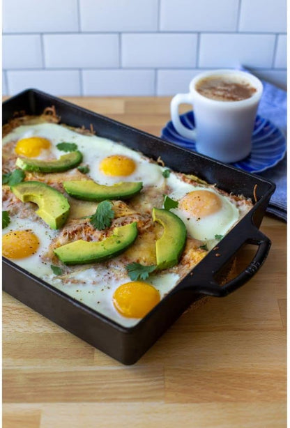 Lodge Seasoned Cast Iron Casserole Pan - 9 Inches x 13 inches - Heavy-Duty, Durable Seasoned Baking Dish - Classic Cast Iron Casserole Dish for Everyday Cooking (Pack of 2)