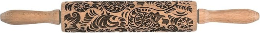 Mrs. Anderson’s Baking Embossing Rolling Pin, Paisley Design, European Beechwood