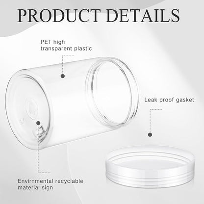 SATINIOR 24 Pieces Empty Clear Plastic Jars with Lids Round Storage Containers Wide Mouth for Beauty Product Cosmetic Cream Lotion Liquid Butter Craft and Food(Clear Lid,10 oz)