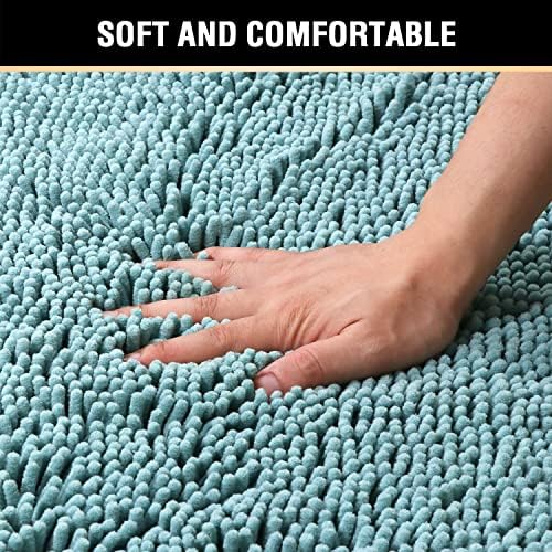 H.VERSAILTEX Microfiber Bath Rugs Chenille Floor Mat Ultra Soft Washable Bathroom Dry Fast Water Absorbent Bedroom Area Rugs, 20 x 32 - Inch, Aqua Haze