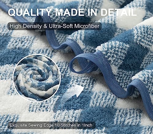 2Pcs Hand Towel 16"x31" Towel Set for Bathroom,Highly Absorbent Quick Dry Face Towel for Daily Use,Soft Microfiber Multipurpose Kitchen Hand Towel Set Collection for Hotel Spa Gym,Blue