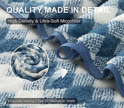 2Pcs Hand Towel 16"x31" Towel Set for Bathroom,Highly Absorbent Quick Dry Face Towel for Daily Use,Soft Microfiber Multipurpose Kitchen Hand Towel Set Collection for Hotel Spa Gym,Blue