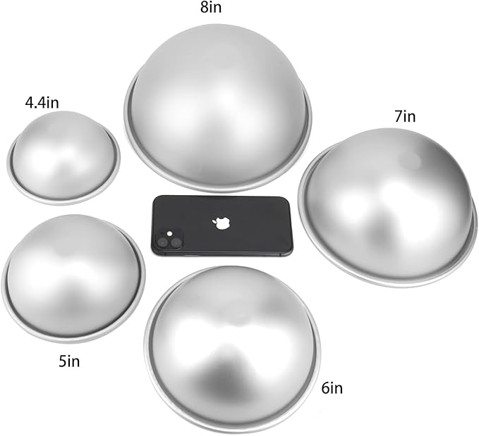 5 Inch Dome Cake Pan, 2 PCS Football, Hemisphere Cake Mold, 3D Soccer Cake Pan, Aluminum Cake Decorating Mold Nonstick Baking Tool