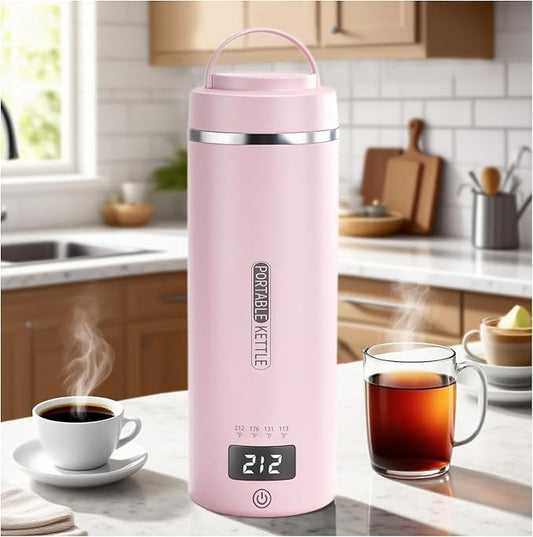 Travel Kettle, Portable Electric Kettle with 4 Temperature Controls, 304 Stainless Steel with Auto Shut-off & Leak Proof, Pink(120V)