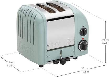 Dualit Classic 2 Slice NewGen Toaster - Stainless Steel - Hand Built in the UK - Replaceable ProHeat elements - Defrost Bread - Mechanical Timer - Eucalyptus Classic Toaster