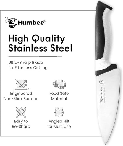 6-Inch Chef Knife, NSF Certified Razor-Sharp High Carbon Stainless Steel Blade – Ergonomic Color Coded Handle, Non-Slip Grip Kitchen Knife, DT-10 Series, White