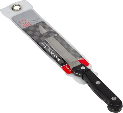 Chef Craft Select Utility Knife 5 inch blade 8.5 inches in length, Stainless Steel/Black (Pack of 2)