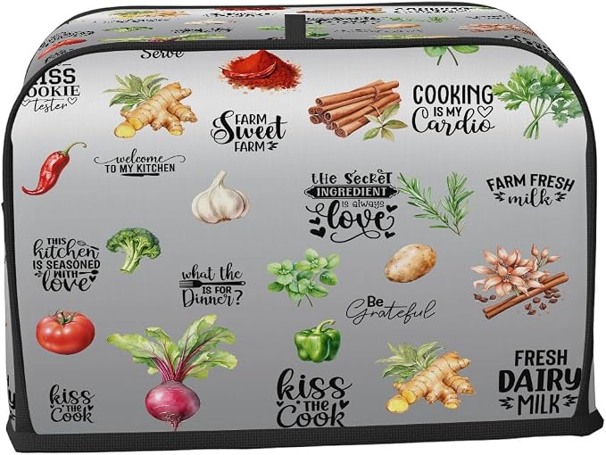 Toaster Cover 2 Slice Wide Slot Spices KitchenBread Toaster Oven Dustproof Cover Small Appliance Kitchen Covers Dust and Fingerprint Protection for Women Gift 2 Slice