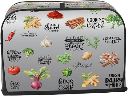 Toaster Cover 2 Slice Wide Slot Spices KitchenBread Toaster Oven Dustproof Cover Small Appliance Kitchen Covers Dust and Fingerprint Protection for Women Gift 2 Slice