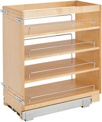 Rev-A-Shelf Maple Pullout Organizer for Full Height Base Cabinets, Full Extension Slides & Adjustable Shelves, Min Opening Width of 11.5",448-BC-11C
