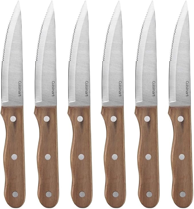 Cuisinart C55W-S6STK Advantage Cutlery 6-Piece Triple Rivet Walnut Steak Knife Set