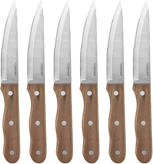 Cuisinart C55W-S6STK Advantage Cutlery 6-Piece Triple Rivet Walnut Steak Knife Set