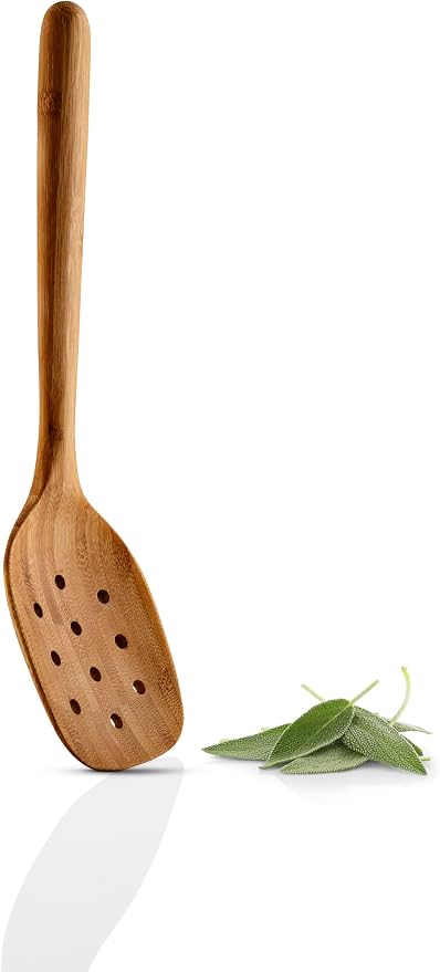 EVA SOLO | Nordic Kitchen Perforated Ladle Bamboo | Ideal for Straining and Serving Pasta and Vegetables | Natural & Eco-friendly Alternative to Plastic | Bamboo