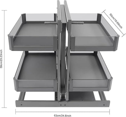 Gdrasuya10 Modern Blind Corner Cabinet Pull Out Organizer, 15" Opening Blind Cabinet Organizer 2 Tier Pull Out Shelf Organiser for Kitchen Cabinét Slide Out Organiser for Right or Left Open
