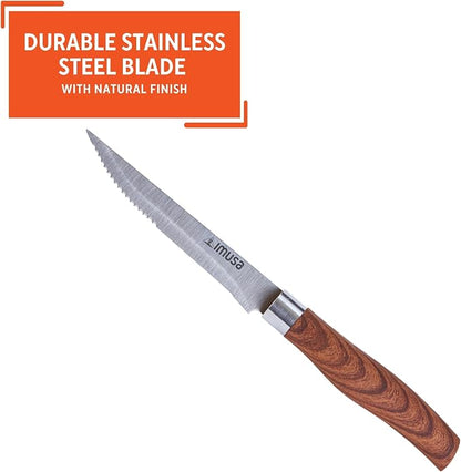 IMUSA 4.5in Chef WL Stainless Steel Steak Knife with Wood Look Handle