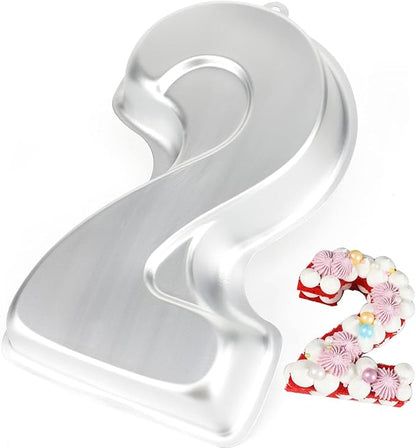 Number 2 Shaped Cake Pan, DIY 3D Two-year Old Birthday Cake Pan, Aluminum Cake Mould Nonstick Baking Tools