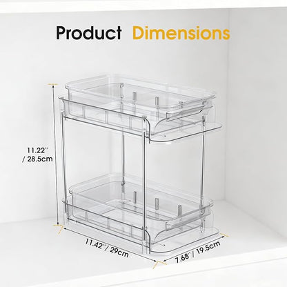 2 Pack Medicine Cabinet Organizer with Dividers, Medicine and Vitamin Bottle Storage, MultiUse Pull-Out Under Sink Organizer Storage Container, Suitable for Cabinets, Bathrooms, Dressing Tables,Pantry