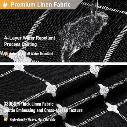 BTTN Long Boho Farmhouse Linen Cloth Shower Curtain, 72x84, Black and White