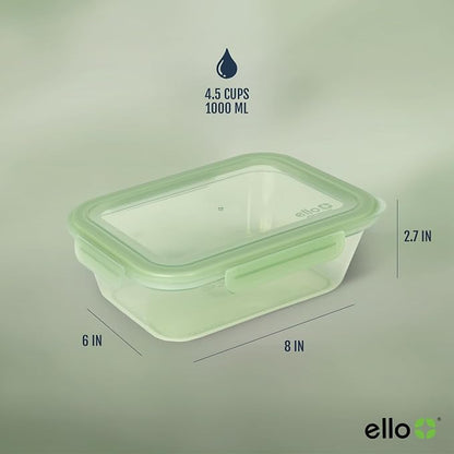 Ello Snap & Nest 10-Piece 4.5 Cup Plastic Meal Prep Set, Reusable Food Containers for Healthy Eating, Freezer, Dishwasher Safe, Sage