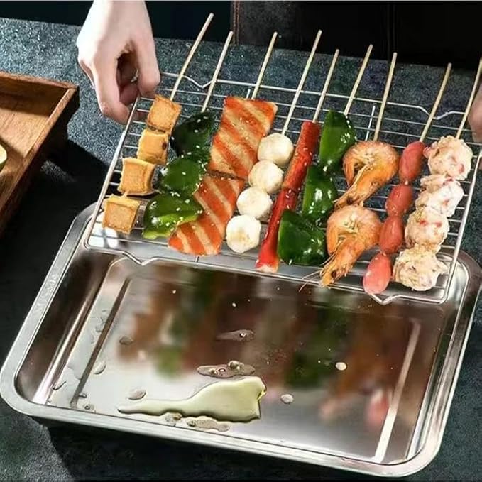 Non Stick Roaster Pan Turkey Roasting Pan with Rack Broiler Pan for Hams Chickens 14.1"* 10.6"*0.78"