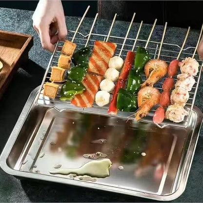 Stainless Steel Broiler Pan with Grill Rack for Oven 10.6"* 7.8"*0.78" Set of 2