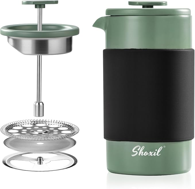 French Press – 350ml Stainless Steel Coffee Press, 2 Cup Cafetiere for Ground Coffee, Portable French Press