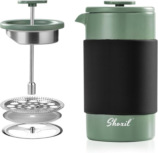 French Press – 350ml Stainless Steel Coffee Press, 2 Cup Cafetiere for Ground Coffee, Portable French Press