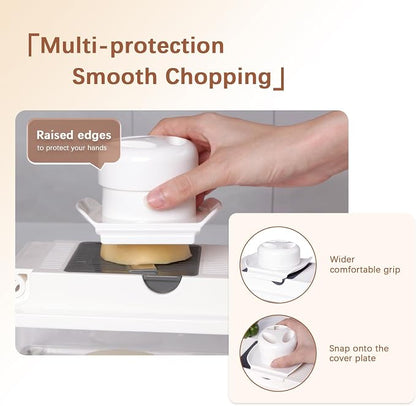 LHS Professional Multifunctional Vegetable Chopper Pro Food Chopper with Food Storage Containers, Mandoline Slicer Onion Dicer Fruit Cutter, Kitchen Gadgets and Home Essentials(7 in 1, White)