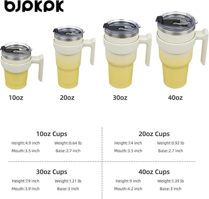 BJPKPK 10oz Stainless Steel Double Wall Insulated Tumbler With Handle And Straw Lid,Lemon
